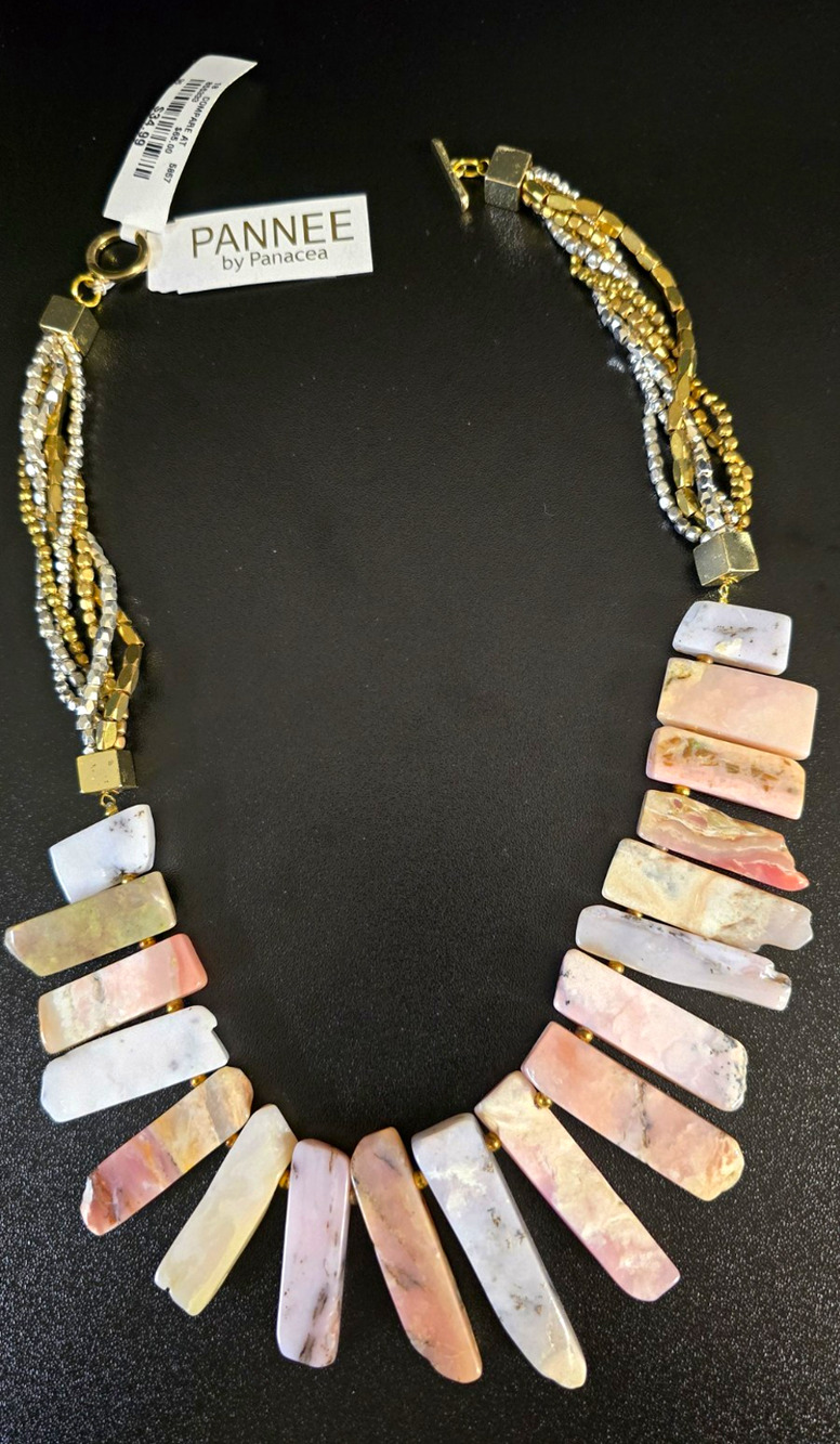 PANNEE by Panacea Multicolor Stone Metal Bib Statement Necklace Toggle
